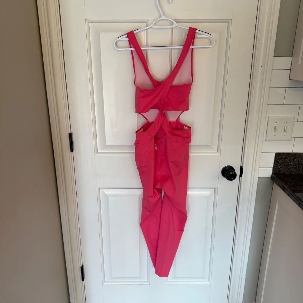New! Free Movement x Free People Back It Up Jumpsuit Bright Pink 45452